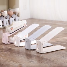 雙層收納鞋託架 可調節鞋託架 鞋子收納架, 白色, 1個