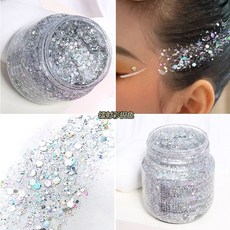 【開發票/統編】兒童舞台專用 亮片髮膠 造型啫喱 持久不脫落 派對演出妝容點綴神器, 1個, 鐳射彩銀色,150g, 鐳射彩銀色