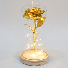 VITALO 각인 커스텀 무선 크리스탈 LED 장미 무드등 집들이선물 기념일선물 인테리어조명 (건전지 포함), 골드(Gold)