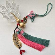 현관 액막이 호리병 엽전 금화 오제전 조롱박 개업선물 집들이선물, 핑크그린