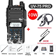 스마트 기상 바오펑 UV-75 프로 장거리 무전기 고출력 50KM USB C 양방향 라디오 다중 밴드 업데이트된 9R, 01 USB 플러그, 05 UV-75 PRO Kit 5