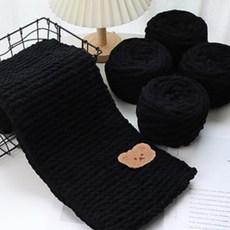 목도리 DIY 뜨개질 세트 키트 털실 손뜨개 패키지 태교 입문용 초보자용 뜨개실 포함, 블랙, 1개