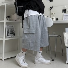 르위 7부 버뮤다팬츠 카고 핀턱 트레이닝 벌룬 반바지 빅사이즈