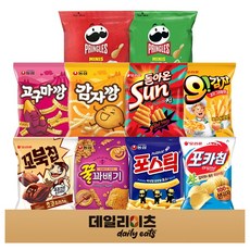 미니 과자 소형 10종 10봉지 (프링글스오리지날 프링글스어니언 꿀꽈배기 포스틱 감자깡 고구마깡 포카칩 꼬북칩초코 오감자 돌아온썬), 1박스, 미니과자10종10개