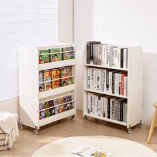 慢慢家居 SGS低甲醛 雙面可移動兒童書櫃, 兒童雙面書櫃-三層