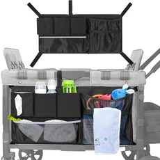 유니버설 유모차 왜건 카고 네트 원더폴드 W 시리즈 모델과 호환되는 액세서리 정리함 킨즈 왜건과 분류 포켓이 있는 대용량 메시 보관 가방, cargo net