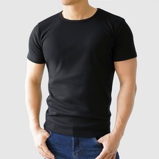 스타토리 짱짱한 머슬핏 반팔 남자 면 반팔티 스판 라운드 티셔츠 쫄티