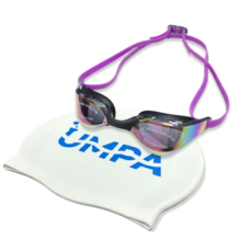 음파 수모 물안경 수경 패킹 안티포그 나노코팅 화이트 실리콘 수모 세트, 1개, 바이올렛