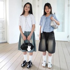 삐삐다이어리KC 6부벌룬데님<br><청/블랙><br>*11~17*