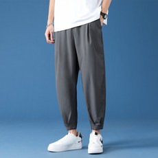 LARGE STORE 時尚潮流素面寬鬆涼感休閒長褲 工作褲 韓版長褲 男生涼感寬版長褲