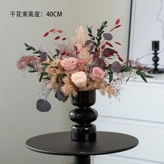 幹花 永生花 仿真花 幹燥花 裝飾花 清新配色 客廳高級感花束 尤加利雛菊天然真花酒櫃前臺桌麵擺件, 錦繡A款【不含瓶】