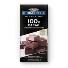 GHIRARDELLI 프리미엄 카카오 무가당 초콜릿 베이킹 바 113.4g(4온스), 1, 113.4g