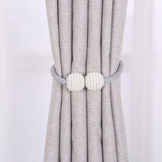 강자성 굵은 끈 강력 자석 커튼 버클 스트랩 멀티 스트랩 고급스럽고 심플한 커튼 액세서리, 실버그레이[섬세한빅펄], 3~6(강한자기두꺼운로프), 1개