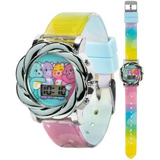 Care Bears 아동용 LCD 시계 소용돌이 베젤 포함 리버스 프린트 그라데이션 스트랩 재미있는 디지털 디스플레이 학습 시에 이상적 가능한 다채로운 디자인 15.2cm6인치
