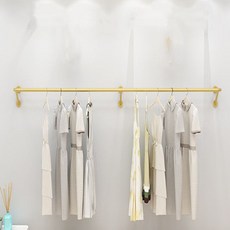 파이프행거 스테인리스 벽설치 천장 의류 매장용, 1개, 금색 지지대 2.8m 벽 고정