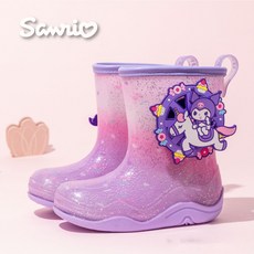 귀여운 산리오 키티 키즈 레인부츠 주니어 회전목마 경량 미끄럼 방지 장화+준펑이커머스 머리끈