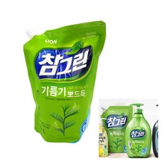 채소세척 과일세정제 참그린 기름기 뽀드득 주방세제 1.2L 리필