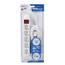국산 멀티탭 메인스위치 5구 3m 16A 3000w 난연 과부화차단