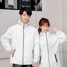 아웃도어 우비 고급 레인코트 남성 여성 바람막이 우의 세트 다회용, 1세트, 화이트