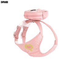 DFMEI 狗狗牽引繩遛狗繩中小型犬用寵物胸揹帶小狗書包外出遛狗儲物胸背, 1個, 【單胸背】粉色