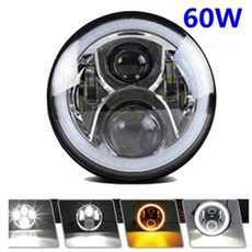 블랙크롬 모토 라이트 오토바이 전조등, 1개, 2. chrome 60w, 기본