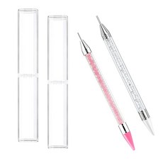 YANYULI 라인스톤 피킹 펜 2개 세트 양쪽 끝에서 사용 네일 데코레이션 펜 다이아몬드 페인팅 펜 DIY 공예 점묘 도구 수공예 네일용품 데코레이션 툴 (핑크+화이트)