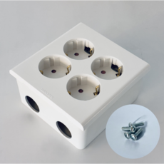 국산 PVC 노출박스 + 4구 콘센트 세트 피스 포함 전기 콘센트 벽 부착용 배전함 콘센트함 전기자재, 1개