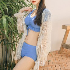 HERRINGBONE 女透膚蕾絲刺繡泡泡長袖罩衫 SE136