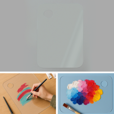 미술학원 손잡이홀 아크릴 팔레트 색상 확인 컬러 조색 투명판 직사각 20x30cm, 1개, 0