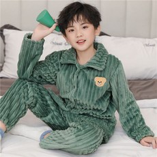 法蘭絨睡衣套裝 秋冬加絨加厚珊瑚絨家居服