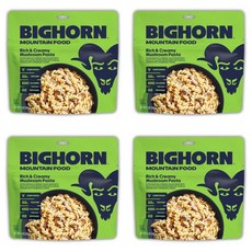 빅혼 마운틴 푸드 채식 크리미 버섯 파스타 - 배낭여행 음식을 위한 프리미엄 냉동 건조 식사 이상적인 캠핑 식사에 물을 추가하세요 훌륭한 맛 2인분, 4 Packs