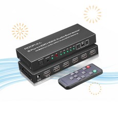 ROOFULL HDMI 선택기 셀렉터 5포트 4K 60Hz 스위치 광출력 3.5mm AUX 오디오 지원 MA