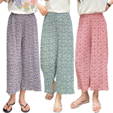 하바우 여성 꽃주름 8부 여름 아이스 쿨 냉감 몸빼바지 3종 세트