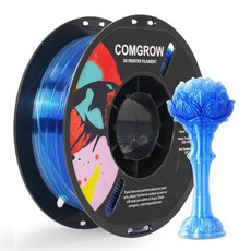 Comrow PETG 3D 프린터 필라멘트 1.75mm 고정밀 및 견고한 3D 프린터 필라멘트 2kg(4.4LBS) 치수 정확도 + /- 0.02mm 대부분의 3D 프린터, 10 Gradient Blue White, 1KG