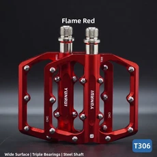 자전거 페달 초경량 알루미늄 합금 광택 3베어링 로드 산악, 빨강