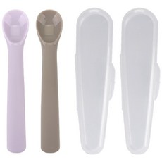 Dailylike Bonbon 副食品湯匙 2階段 2入 + 副食品盒 2入, 薰衣草 + 可可, 1個
