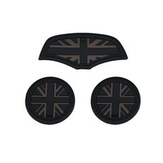 미니 F55 F56 자동차 컵 코스터 미끄럼 방지 코스터 보관 상자 3개 세트 실리콘 충격 방지 매트 미니 쿠퍼 해치백 F55 F56 컵 홀더 자동차 액세서리(블랙 플래그), 블랙 국기