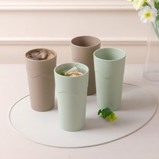 Ahtty home 可重複使用咖啡杯 2種 x 2入組, 薄荷綠 + 巧克力色, 1套