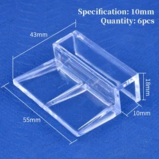 5/6/8/10/12mm 수족관 클립 유리 커버 지원 홀더 투명 물고기 탱크 플레이트 브래킷 액세서리, 06 10mm-6