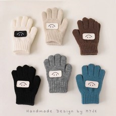 冬季兒童針織保暖手套，韓版可愛笑臉造型，男女寶寶通用，秋冬防凍必備
