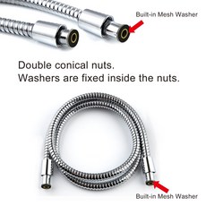 美式花灑噴頭頂噴雙灑淋浴組 分流器可擺動延長支臂, 1.5m軟管(不鏽鋼):如圖所示, 1個