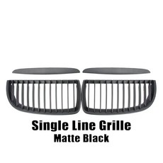 E91 올 그릴 슬랫 호환 시리즈 듀얼 블랙 교체용 차량 프론트 실버 2008 크롬 다이아몬드 레이싱 용 3 스타일 E90 XVIP BMW 2005, Single-Matte Black