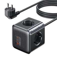 Toocki GaN PPS 3포트 2C1A 초고속 충전 4구 4000W 고용량 큐브 멀티탭, 1개, 블랙, 1.5m