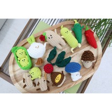 야채친구들 코바늘 도안집 10종 - 고구마 감자 무 파 옥수수 가지 토마토 브로콜리 배추 당근 (전체동영상), 미니북, 1개