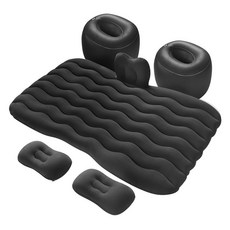 車載充氣床 汽車後排氣墊床 通用折疊睡覺旅行床墊, 車載充氣床-有擋波浪紋-黑色