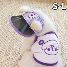 강아지모자 자외선 차단 선캡 여름모자 오드펫 또또또친구들 체크 UV썬캡 옐로우 S, 오렌지, 1개