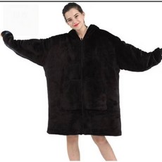 「母親節禮物」雙層加厚保暖 寒流冬季必備懶人毯連帽外套拉鍊大口袋 穿戴式加厚雙層居家懶人衣 法蘭絨外套 沙發毯 披肩毛毯