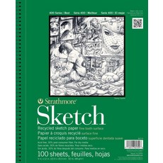 Strathmore 400 시리즈 재활용 스케치 패드 22.9cm x 30.5cm(9 12인치) 와이어 바인드 100장, 1개