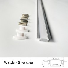 2-35 개/몫 LED 알루미늄 프로파일 0.5 메터/개 U/V/W 모양 코너 스트립 바 램프 채널 홀더 화이트/블랙 커, Silver W, 12Pcs