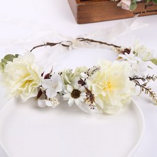 화동화관 브라이덜샤워 화관 조화 웨딩 촬영용 화관, 4-화관-화이트로즈